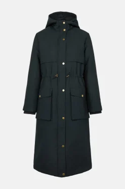 Sale Oasis Longline Quilted Winter Parka Black