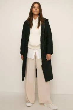 Sale Oasis Longline Quilted Winter Parka Black