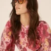 Online Oasis Lyanna Floral Organza Keyhole Mini Dress Pink