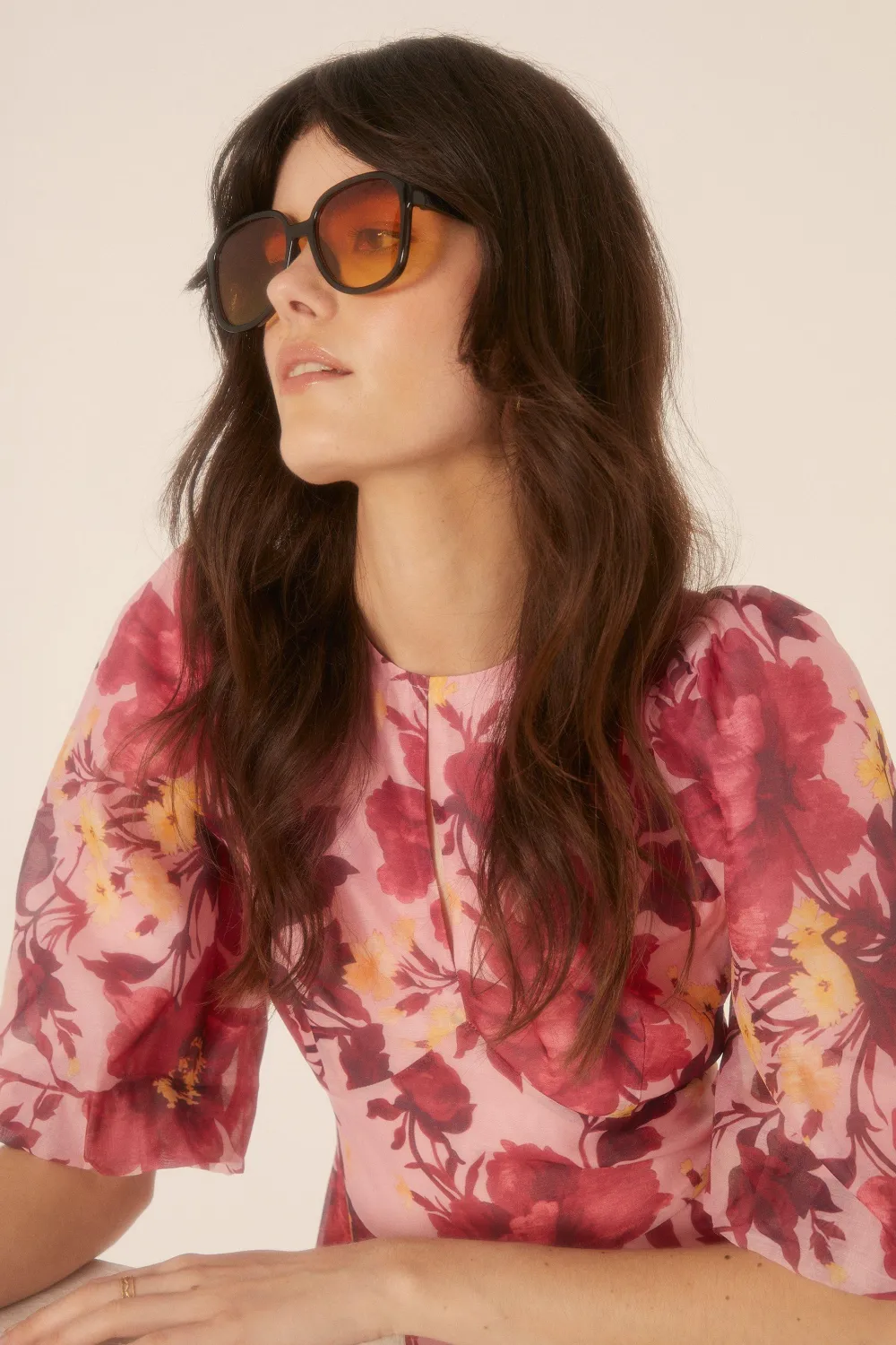 Online Oasis Lyanna Floral Organza Keyhole Mini Dress Pink