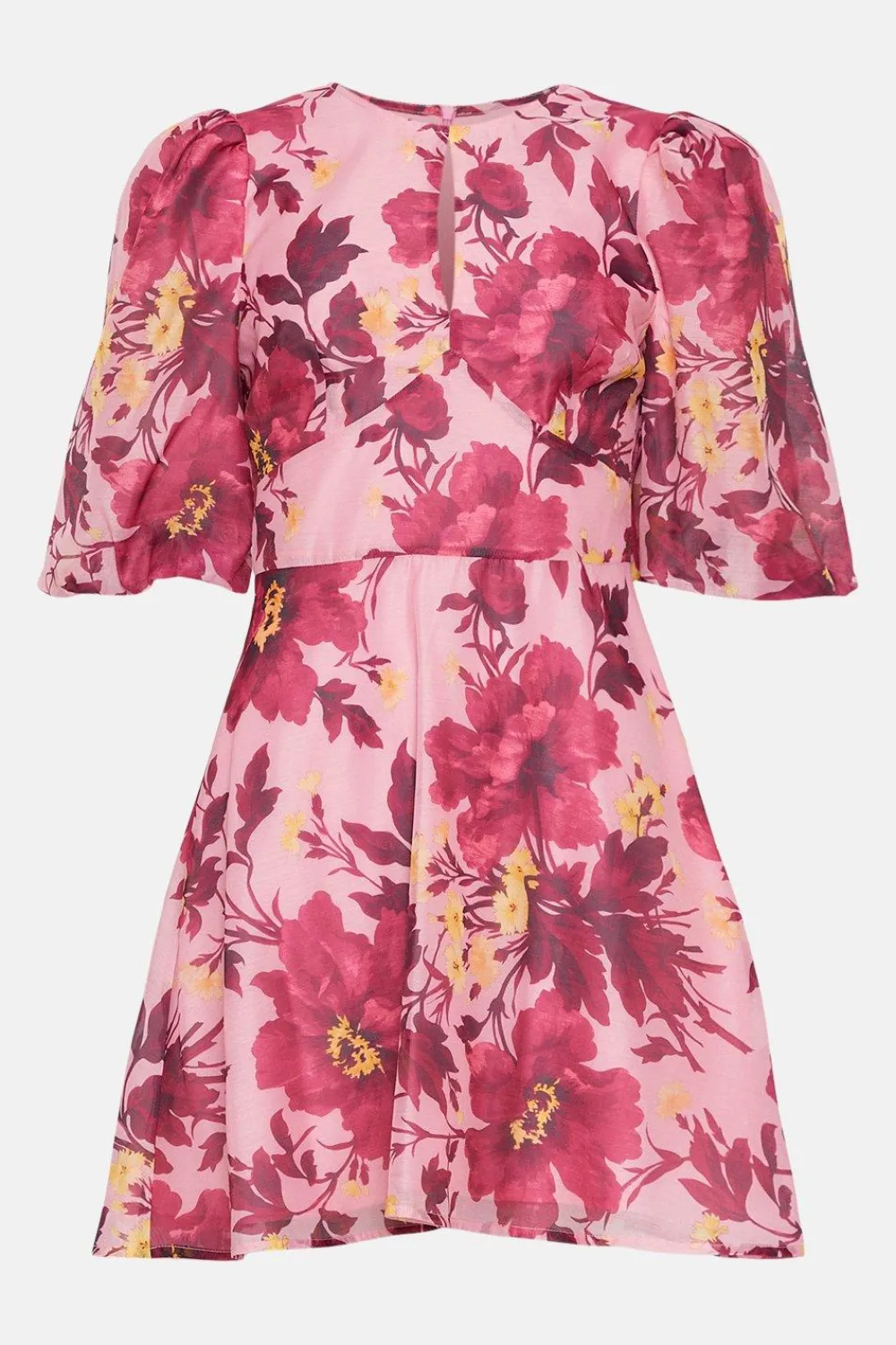 Online Oasis Lyanna Floral Organza Keyhole Mini Dress Pink