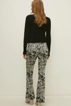 Best Oasis Marble Jacquard Flared Trousers Mono