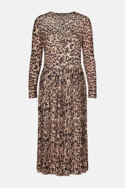 Outlet Oasis Mesh Ruched Bodice Pleated Midi Dress Animal