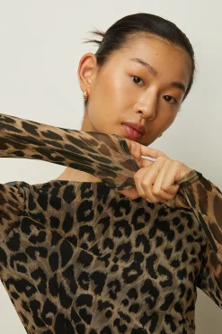 Discount Oasis Mesh Tie Back Mini Dress Animal