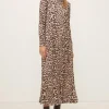 Fashion Oasis Mesh Trapeze Long Sleeve Midaxi Dress Animal