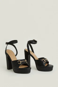 Discount Oasis Metal Trim Platform Sandals Black