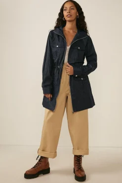 Discount Oasis Metalised Midi Raincoat Navy