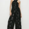 Best Oasis Metallic Halterneck Belted Jumpsuit Black