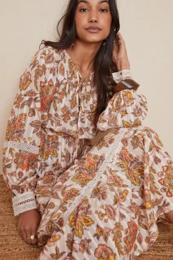 Clearance Oasis Metallic Paisley Maxi Dress Cream