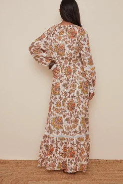 Clearance Oasis Metallic Paisley Maxi Dress Cream
