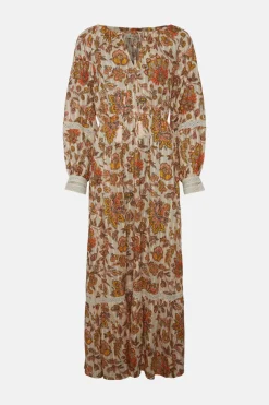 Clearance Oasis Metallic Paisley Maxi Dress Cream
