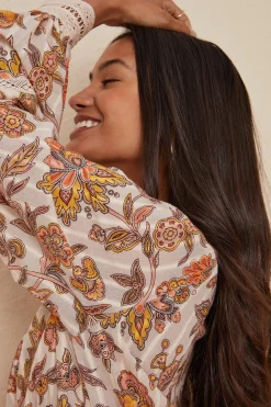 Discount Oasis Metallic Paisley Mini Dress Cream