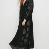 Online Oasis Metallic Strap Back Midi Dress Black