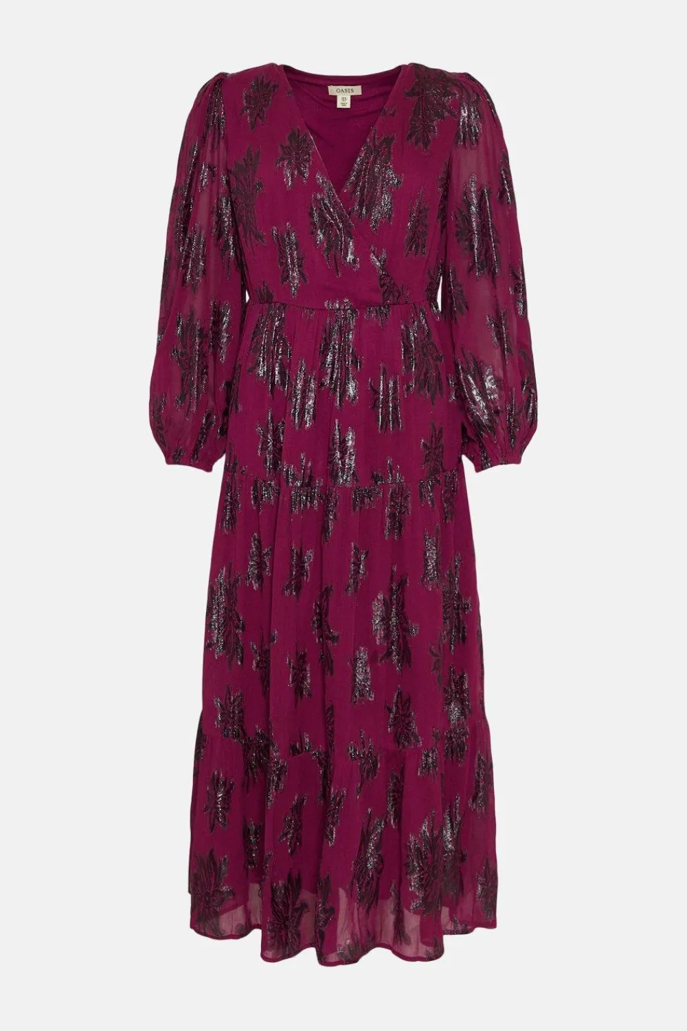 Clearance Oasis Metallic V Front Midi Dress Black