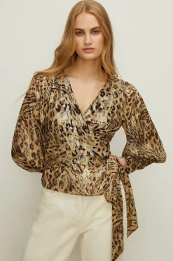 Best Oasis Metallic Wrap Top Animal