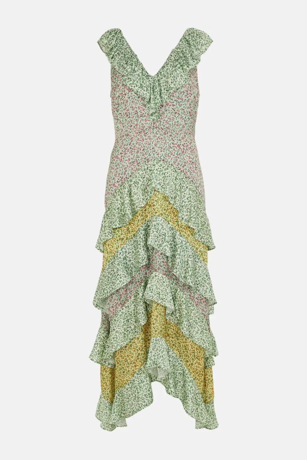 Clearance Oasis Micro Ditsy Mix Printed Tiered Maxi Dress Multi
