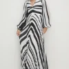Best Oasis Micro Pleated Stripe Midi Dress Blackwhite