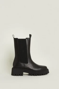Outlet Oasis Mid Calf Leather Boot Black