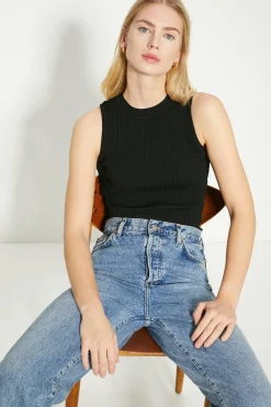 Sale Oasis Mixed Rib Knitted Vest Black