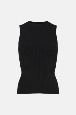 Sale Oasis Mixed Rib Knitted Vest Black