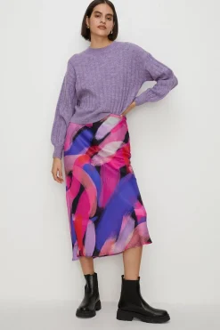New Oasis Mock Neck Wide Rib Jumper Mauve