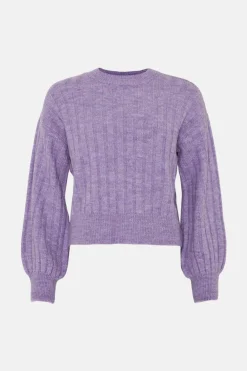 New Oasis Mock Neck Wide Rib Jumper Mauve