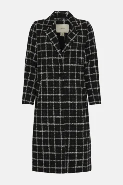 Fashion Oasis Mono Check Single Breasted Relaxed Coat Black