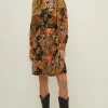 Fashion Oasis Mosaic Floral Stripe Chiffon Tie Side Dress Black