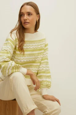 Online Oasis Multi Stitch Slash Neck Jumper Mono