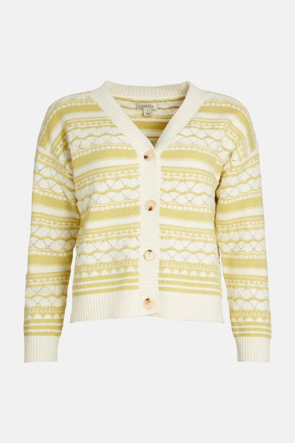 Hot Oasis Multi Stitch V Neck Cardigan Lime