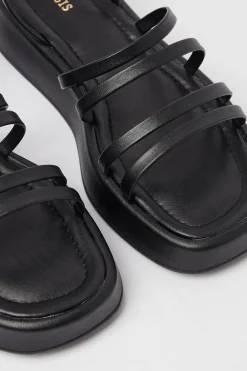 Discount Oasis Multi Strap Flatform Sandal Black