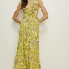 Discount Oasis Neon Ditsy Cutout Midi Dress Lime