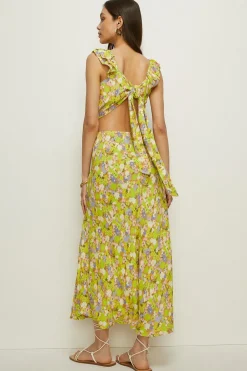 Discount Oasis Neon Ditsy Cutout Midi Dress Lime