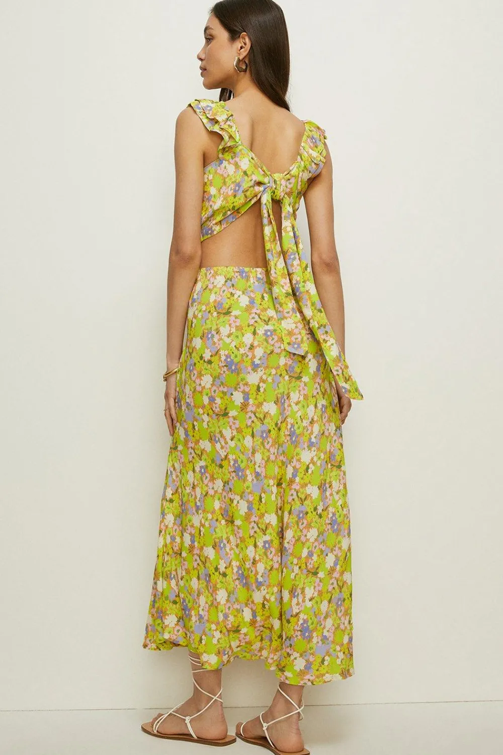 Discount Oasis Neon Ditsy Cutout Midi Dress Lime