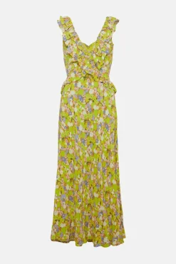 Discount Oasis Neon Ditsy Cutout Midi Dress Lime