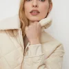 Fashion Oasis Nylon Quilt Zip Through Jacket Neutral