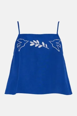 Fashion Oasis X Charlie Taylor Bird Embroidered Cami Top Blue