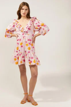 Discount Oasis X Charlie Taylor Palm Floral Print Skater Dress Lilac