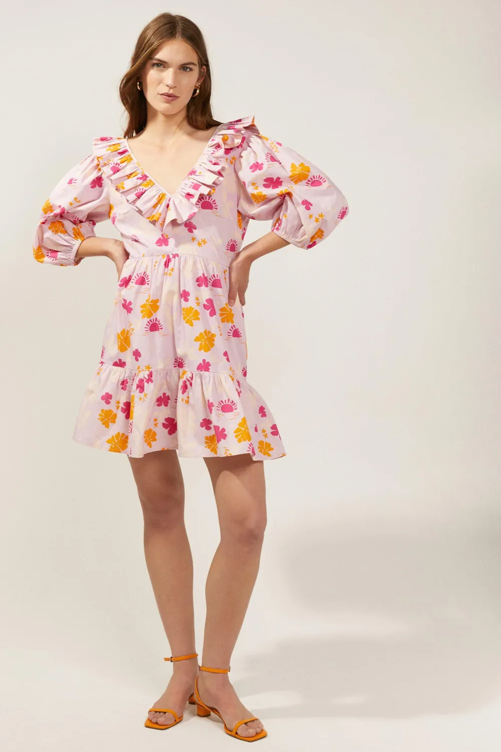 Discount Oasis X Charlie Taylor Palm Floral Print Skater Dress Lilac