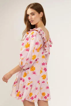 Discount Oasis X Charlie Taylor Palm Floral Print Skater Dress Lilac