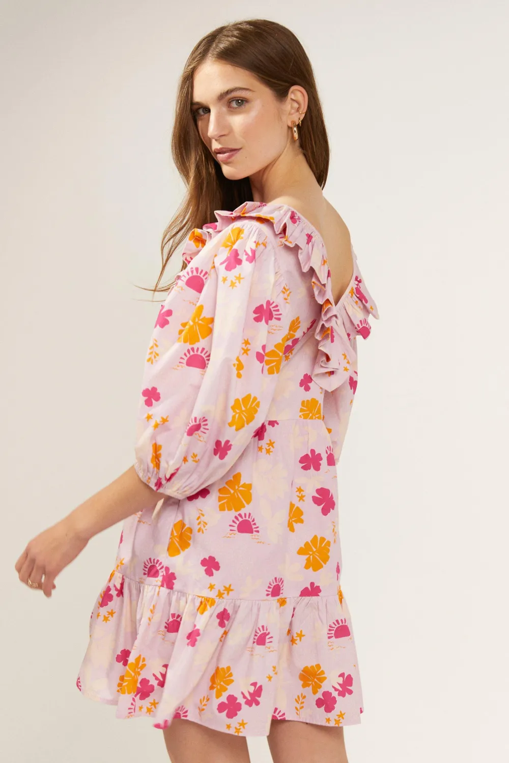 Discount Oasis X Charlie Taylor Palm Floral Print Skater Dress Lilac