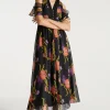 Clearance Oasis X Print Sisters Cold Shoulder Midi Dress Floral