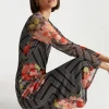 Discount Oasis X Print Sisters Geo Floral Mesh Midi Dress Black