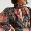Online Oasis X Print Sisters Organza Keyhole Front Dress Mono