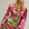 Hot Oasis X Tipperleyhill Mixed Floral V Neck Midi Dress Multi