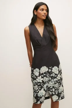 Discount Oasis Occasion Floral Butterfly Wrap Shift Dress Multi
