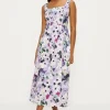 Outlet Oasis Ombre Floral Printed Ottoman Twill Midi Dress Purple