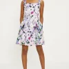 Online Oasis Ombre Floral Printed Ottoman Twill Mini Dress Purple