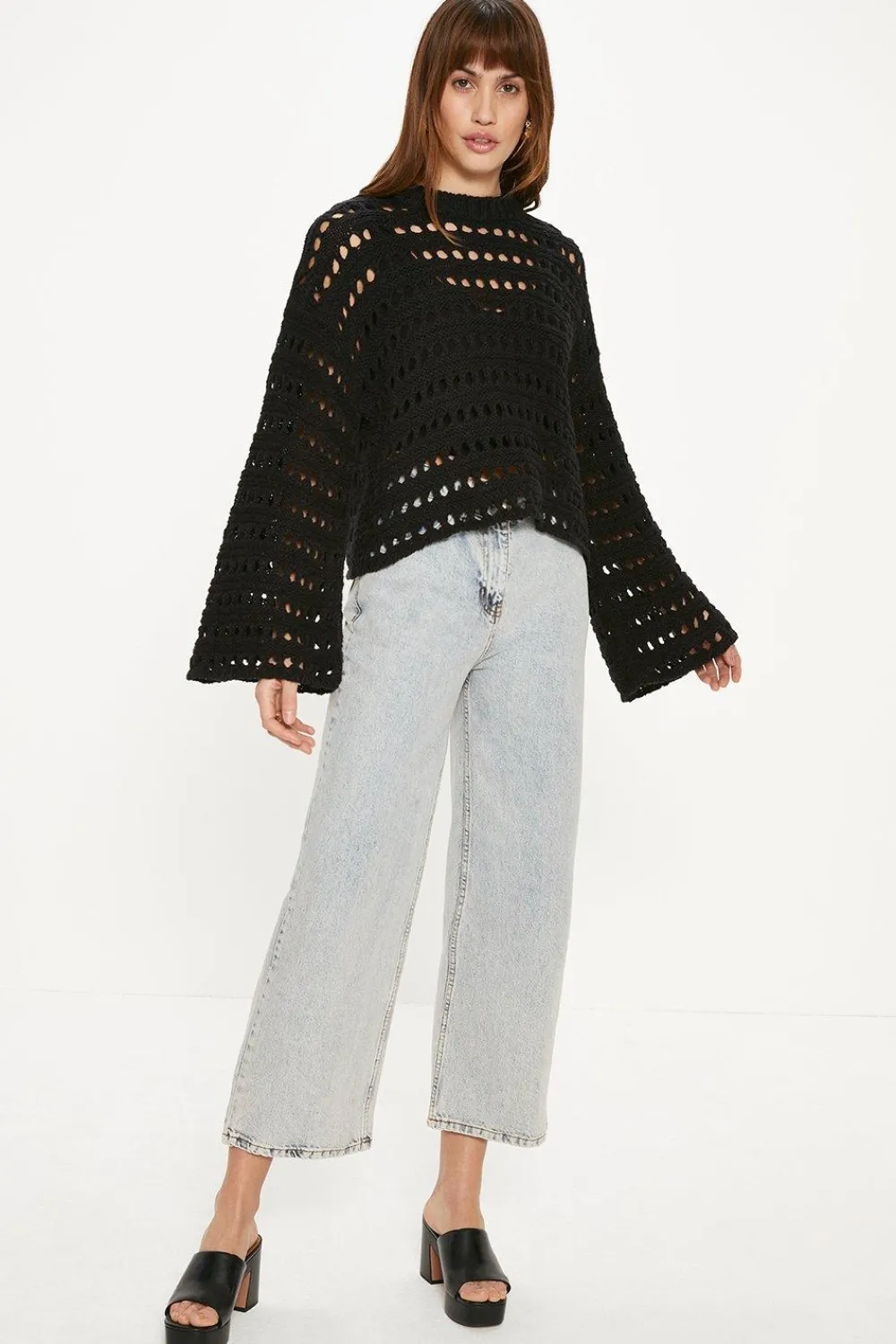 Hot Oasis Open Stitch Pointelle Jumper Ecru