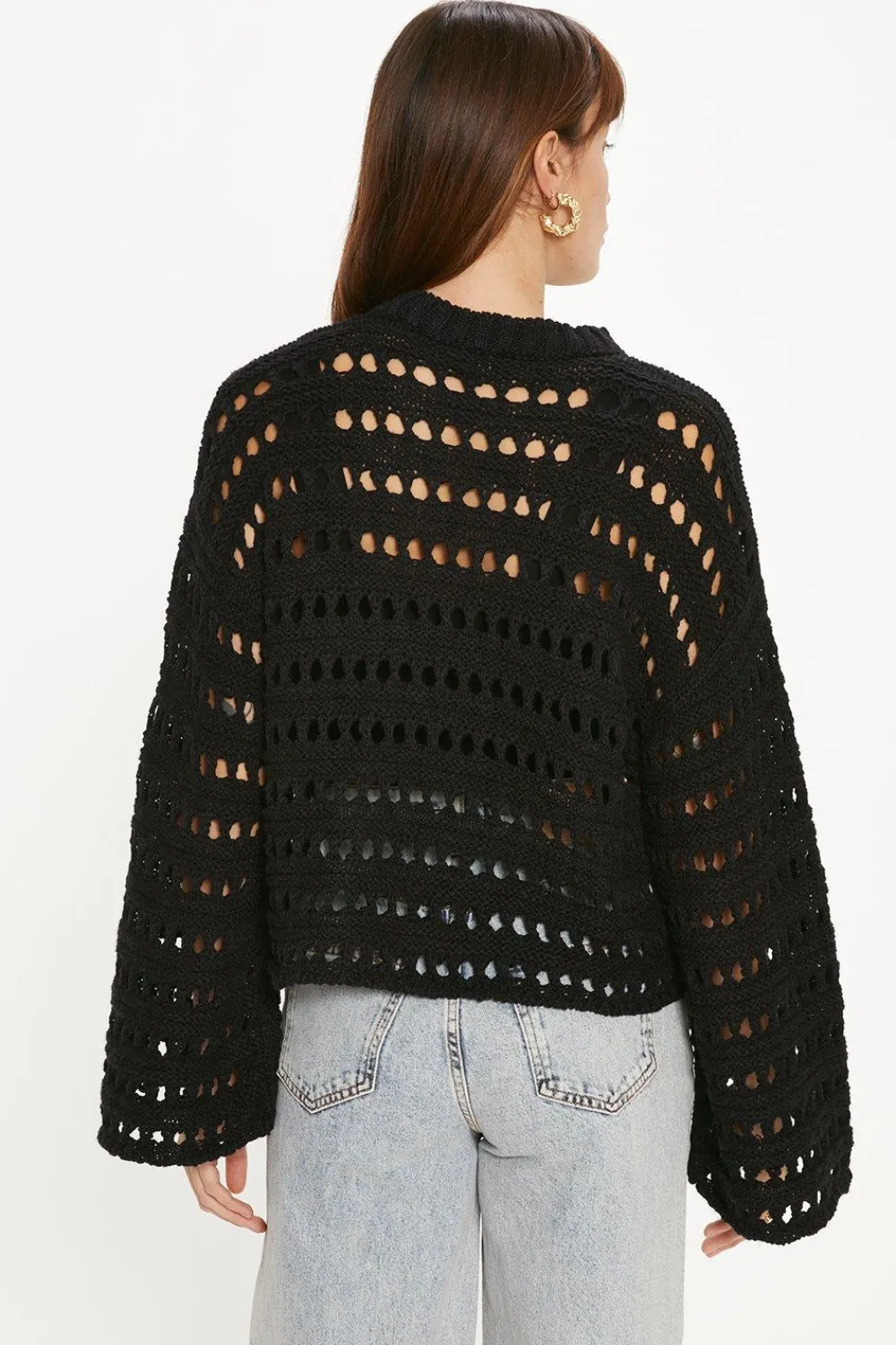 Hot Oasis Open Stitch Pointelle Jumper Ecru